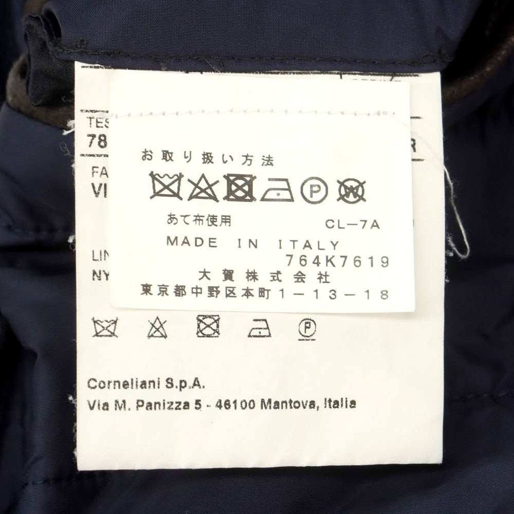 【中古】コルネリアーニ CORNELIANI ウール グレンチェック 中綿入り チェスターフィールドコート ネイビー【 46 】【 状態ランクB 】【 メンズ 】
