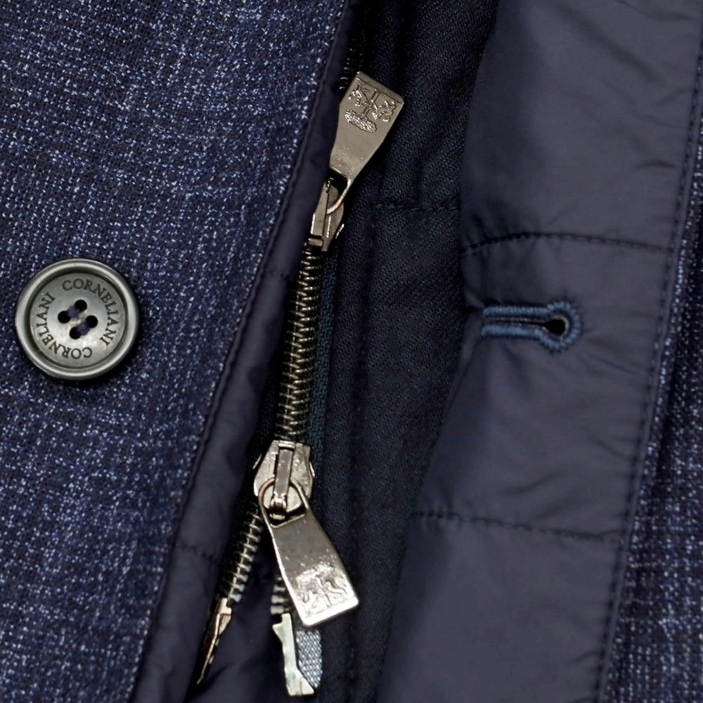 【中古】コルネリアーニ CORNELIANI ウール グレンチェック 中綿入り チェスターフィールドコート ネイビー【 46 】【 状態ランクB 】【 メンズ 】