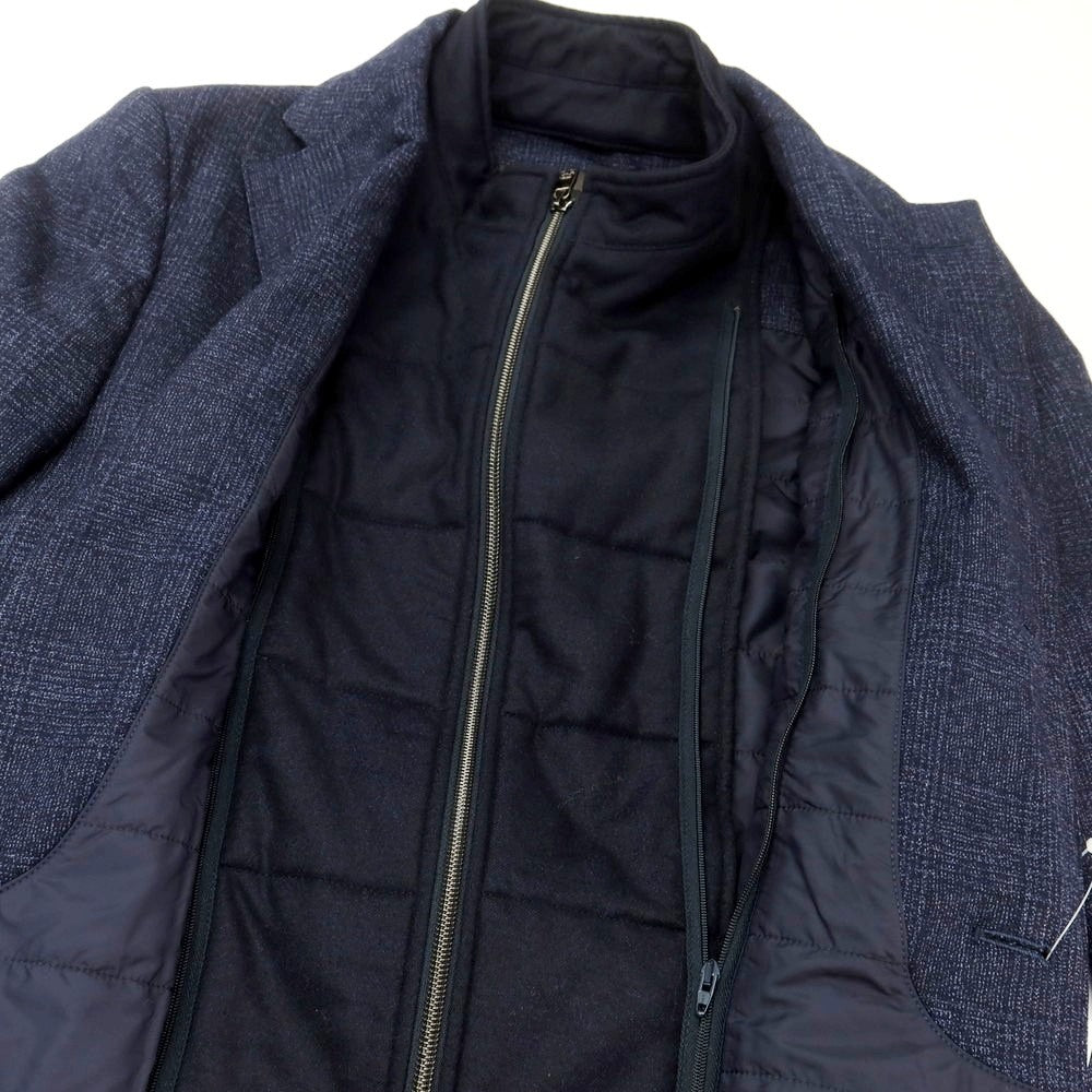 【中古】コルネリアーニ CORNELIANI ウール グレンチェック 中綿入り チェスターフィールドコート ネイビー【 46 】【 状態ランクB 】【 メンズ 】