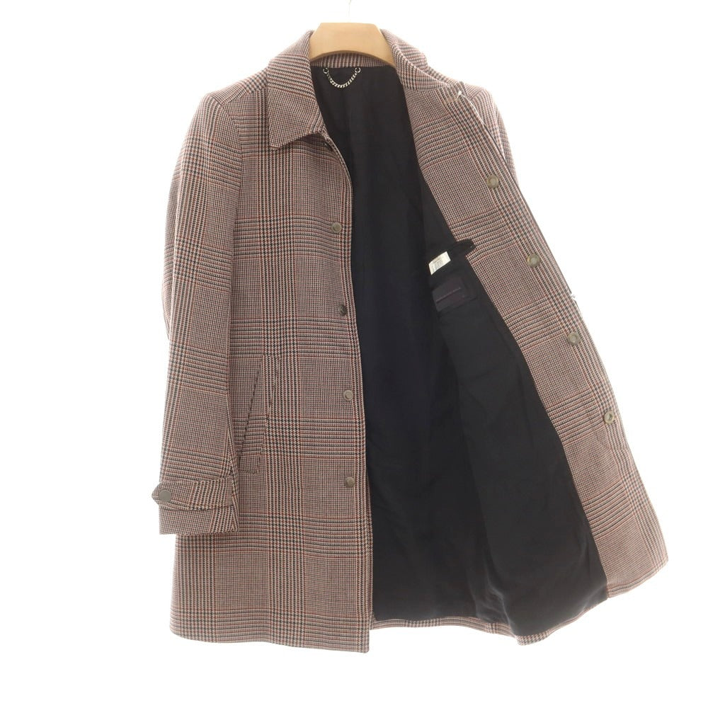 【中古】ディーゼルブラックゴールド DIESEL BLACK GOLD ウール グレンチェック ステンカラーコート ブラウンxネイビー【 46 】【 状態ランクB 】【 メンズ 】