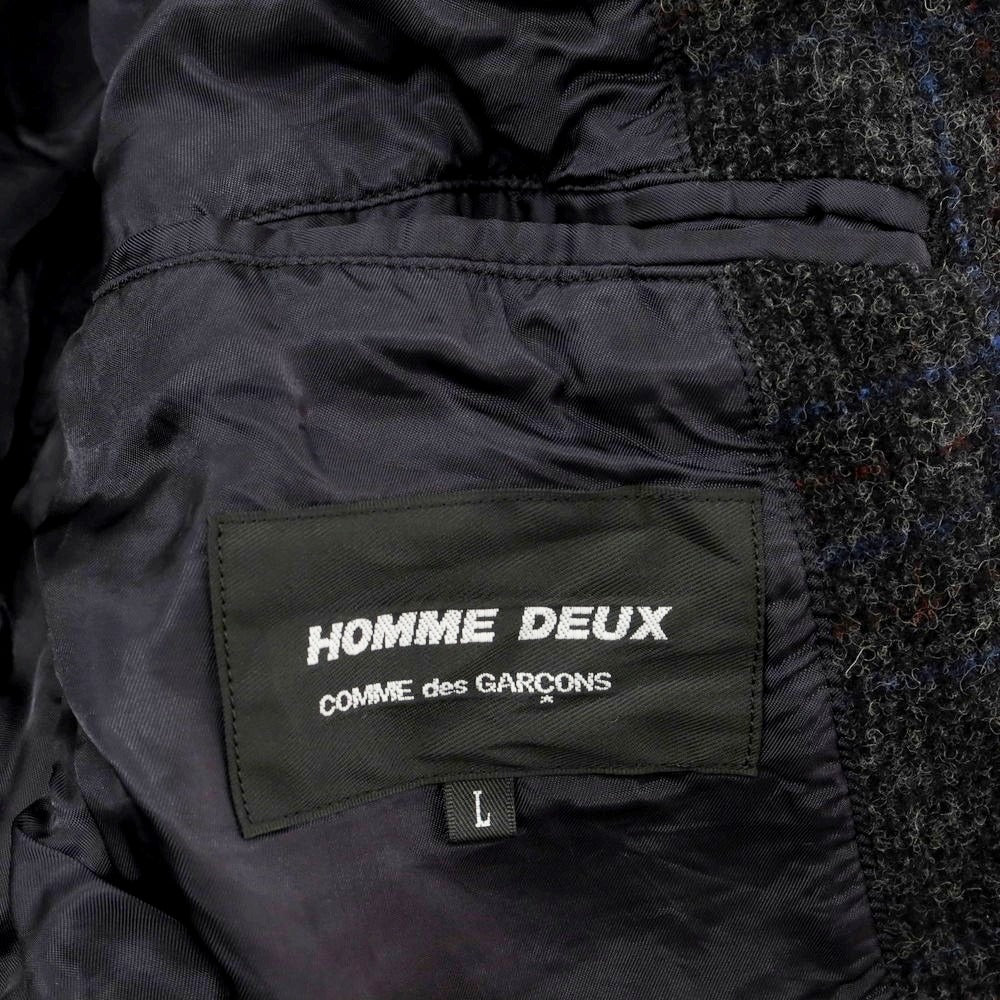 【中古】コムデギャルソン オムドゥ COMME des GARCONS HOMME DEUX 2024年秋冬 ウール チェック テーラードジャケット ダークグレーxレッド×ブルー【 L 】【 状態ランクA 】【 メンズ 】