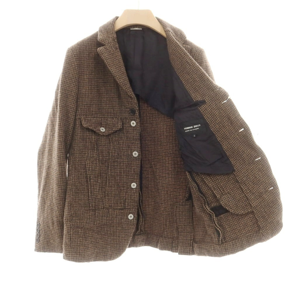 【中古】コムデギャルソン オムドゥ COMME des GARCONS HOMME DEUX 2024年秋冬 ウール ガンクラブチェック テーラードジャケット ブラウン系【 S 】【 状態ランクA 】【 メンズ 】