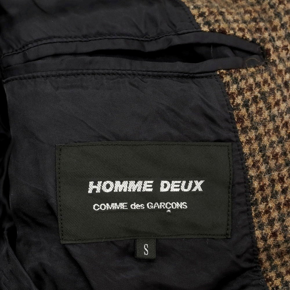 【中古】コムデギャルソン オムドゥ COMME des GARCONS HOMME DEUX 2024年秋冬 ウール ガンクラブチェック テーラードジャケット ブラウン系【 S 】【 状態ランクA 】【 メンズ 】