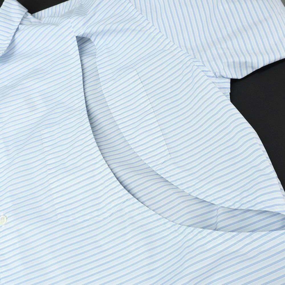 【中古】コムデギャルソンオムプリュス COMME des GARCONS HOMME PLUS 2024年秋冬 ナイロン ボーダー レギュラカラー カジュアルシャツ ライトブルー【 M 】【 状態ランクA 】【 メンズ 】