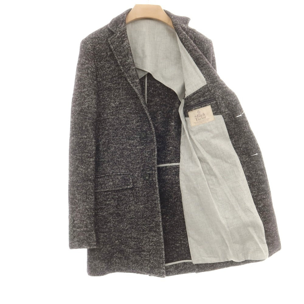 【中古】ミスターリックテイラー Mr.Rick Tailor ウールコットン チェスターフィールドコート ブラックxホワイト【 46 】【 状態ランクC 】【 メンズ 】