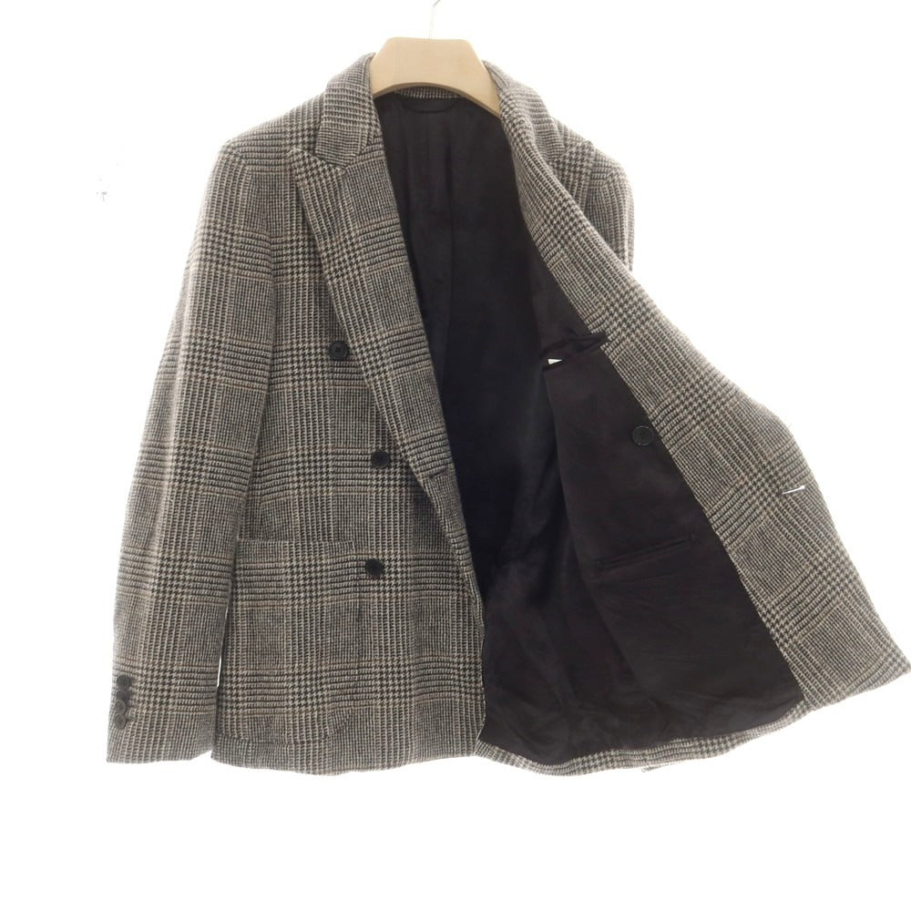 【中古】ディストリクトユナイテッドアローズ District UNITED ARROWS ウール チェック ダブルスーツ グレー【 上44/下46 】【 状態ランクC 】【 メンズ 】