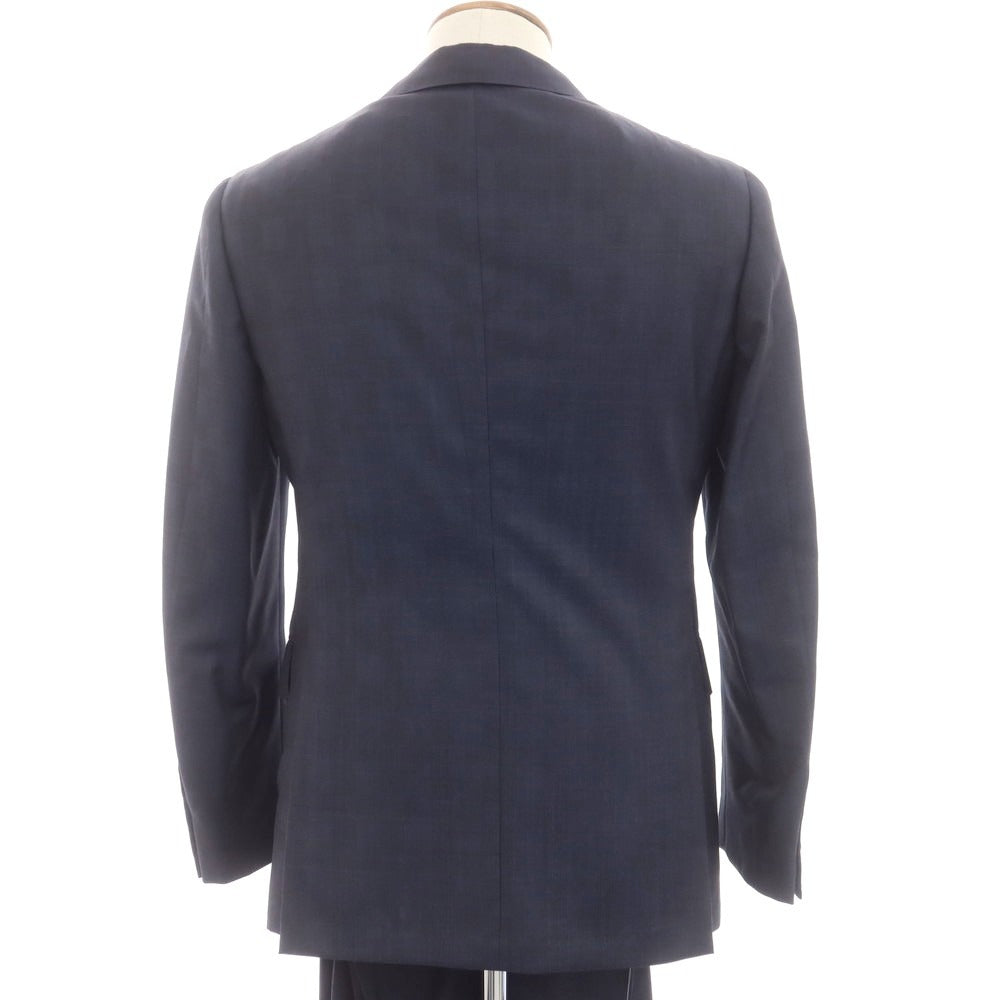 【中古】リングヂャケット RING JACKET チェック シルク混ウール 3つボタンスーツ ネイビー【 46 】【 状態ランクB 】【 メンズ 】