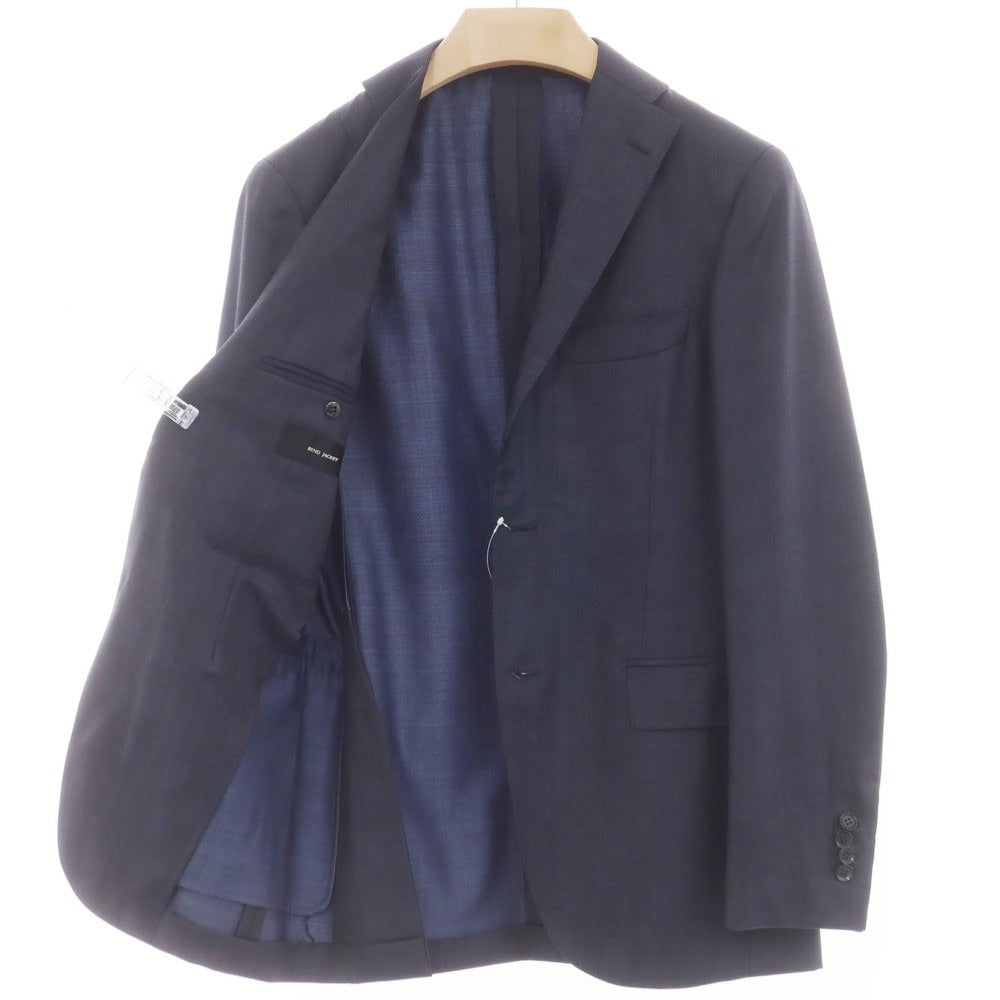 【中古】リングヂャケット RING JACKET チェック シルク混ウール 3つボタンスーツ ネイビー【 46 】【 状態ランクB 】【 メンズ 】