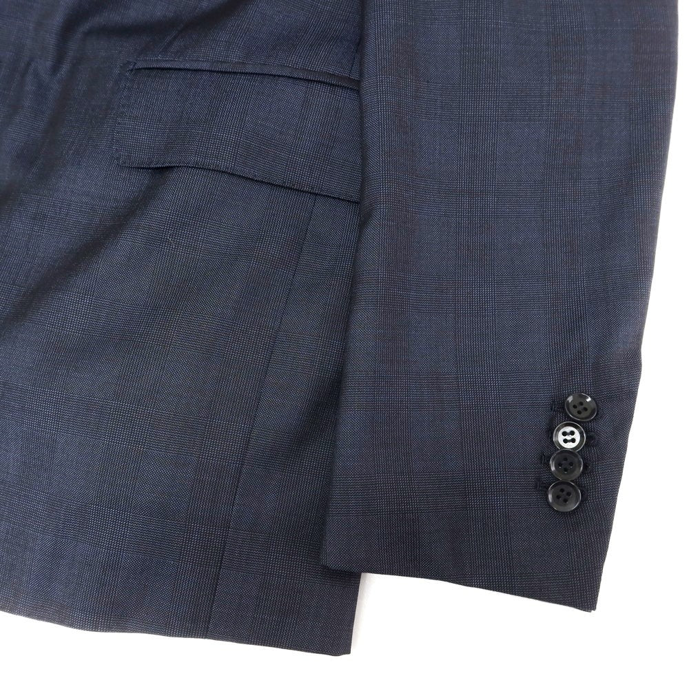 【中古】リングヂャケット RING JACKET チェック シルク混ウール 3つボタンスーツ ネイビー【 46 】【 状態ランクB 】【 メンズ 】