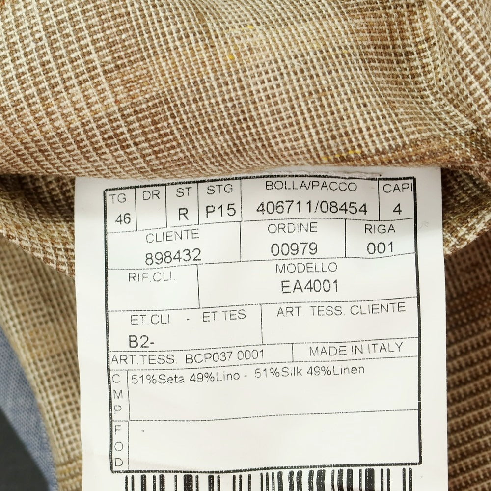 【中古】ボリオリ BOGLIOLI シルクリネン チェック ジレ ベスト ベージュxライトネイビー【 46 】【 状態ランクB 】【 メンズ 】