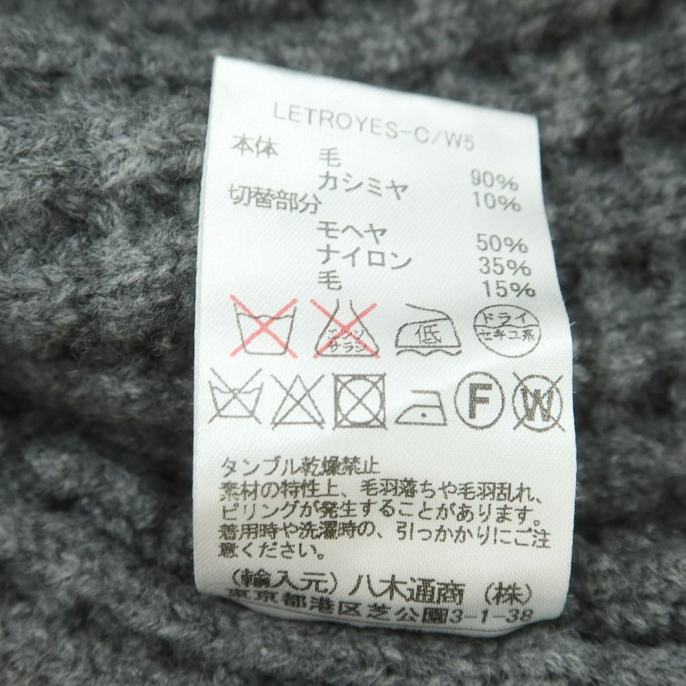 【中古】ルトロワ Letroyes ローゲージ ウールカシミヤ タートルネック プルオーバーニット グレー【 L 】【 状態ランクB 】【 メンズ 】