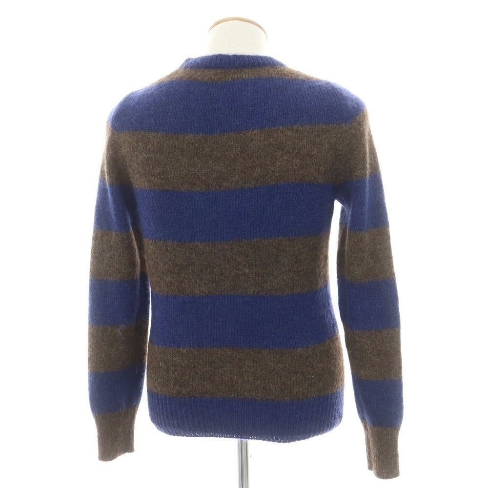 【中古】ビカム BECOME ウールモヘヤナイロン ボーダー クルーネック プルオーバーニット ブラウンxブルー【 46 】【 状態ランクB 】【 メンズ 】