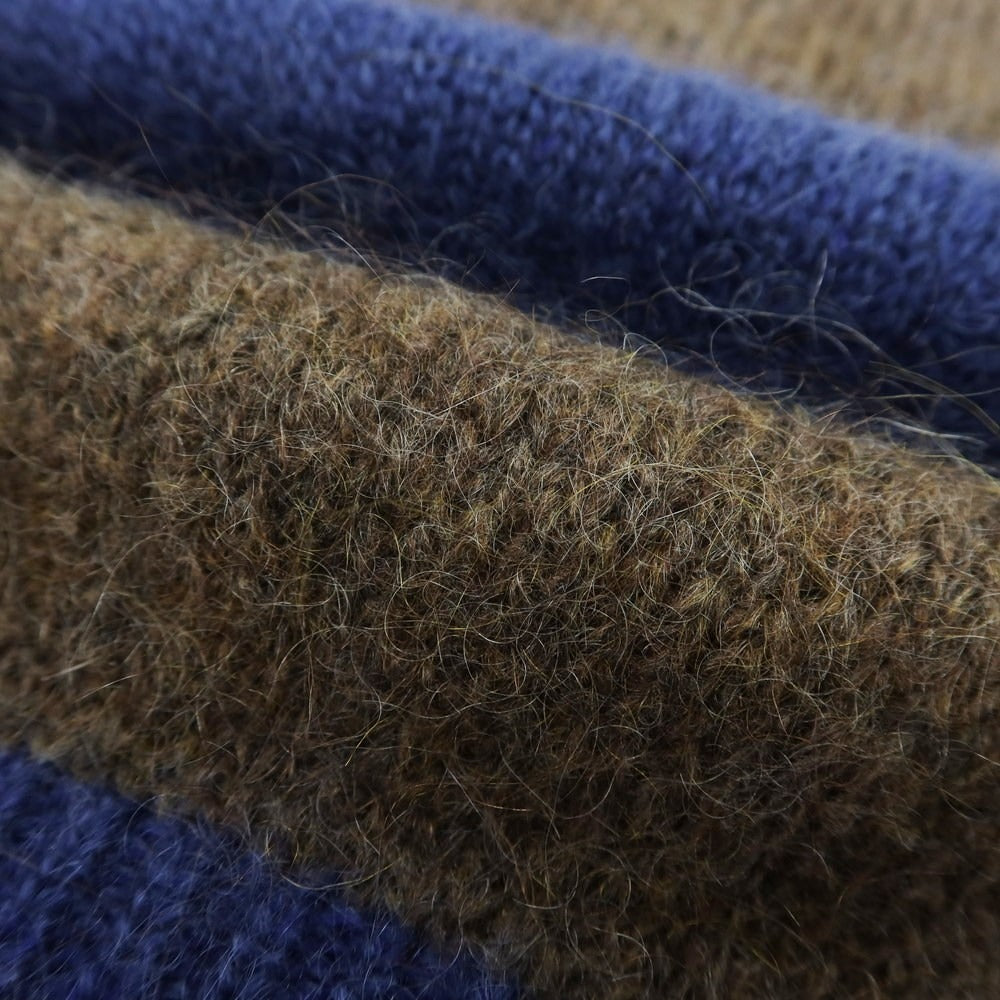 【中古】ビカム BECOME ウールモヘヤナイロン ボーダー クルーネック プルオーバーニット ブラウンxブルー【 46 】【 状態ランクB 】【 メンズ 】