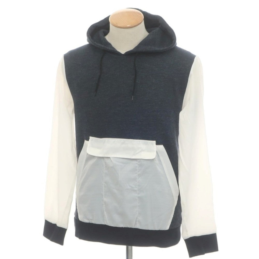 【中古】ゴールデングース GOLDEN GOOSE コットンポリエステル プルオーバー パーカー グレイッシュネイビーxホワイト【 XS 】【 状態ランクB 】【 メンズ 】