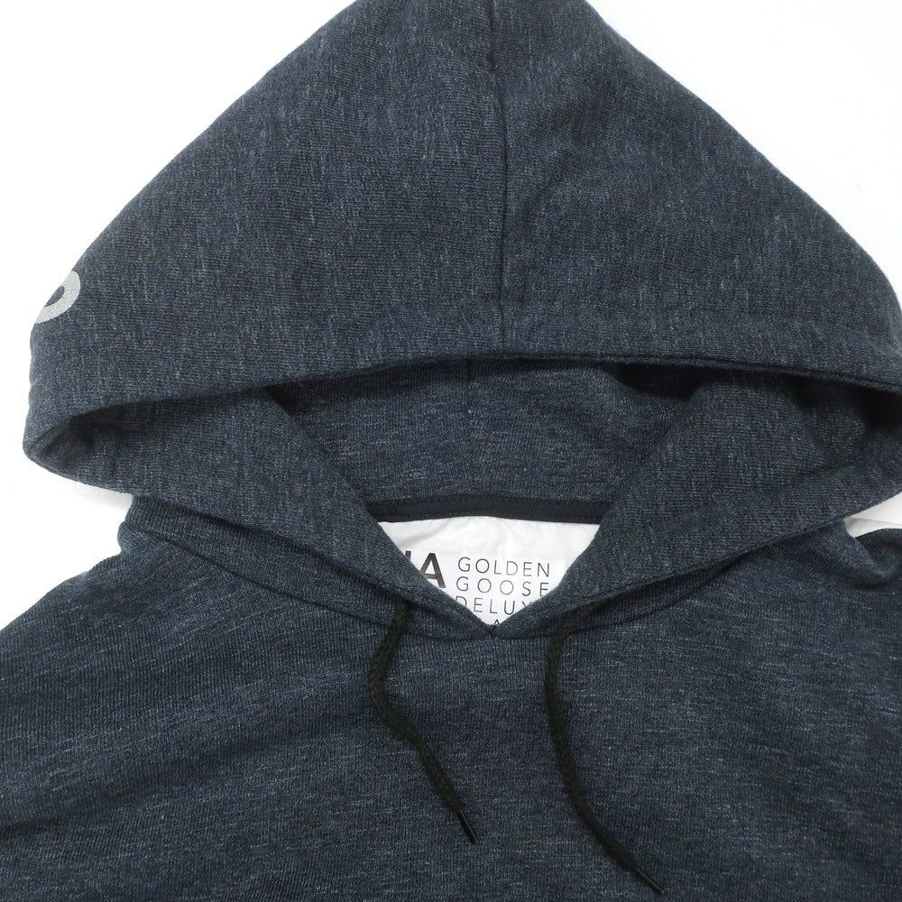 【中古】ゴールデングース GOLDEN GOOSE コットンポリエステル プルオーバー パーカー グレイッシュネイビーxホワイト【 XS 】【 状態ランクB 】【 メンズ 】