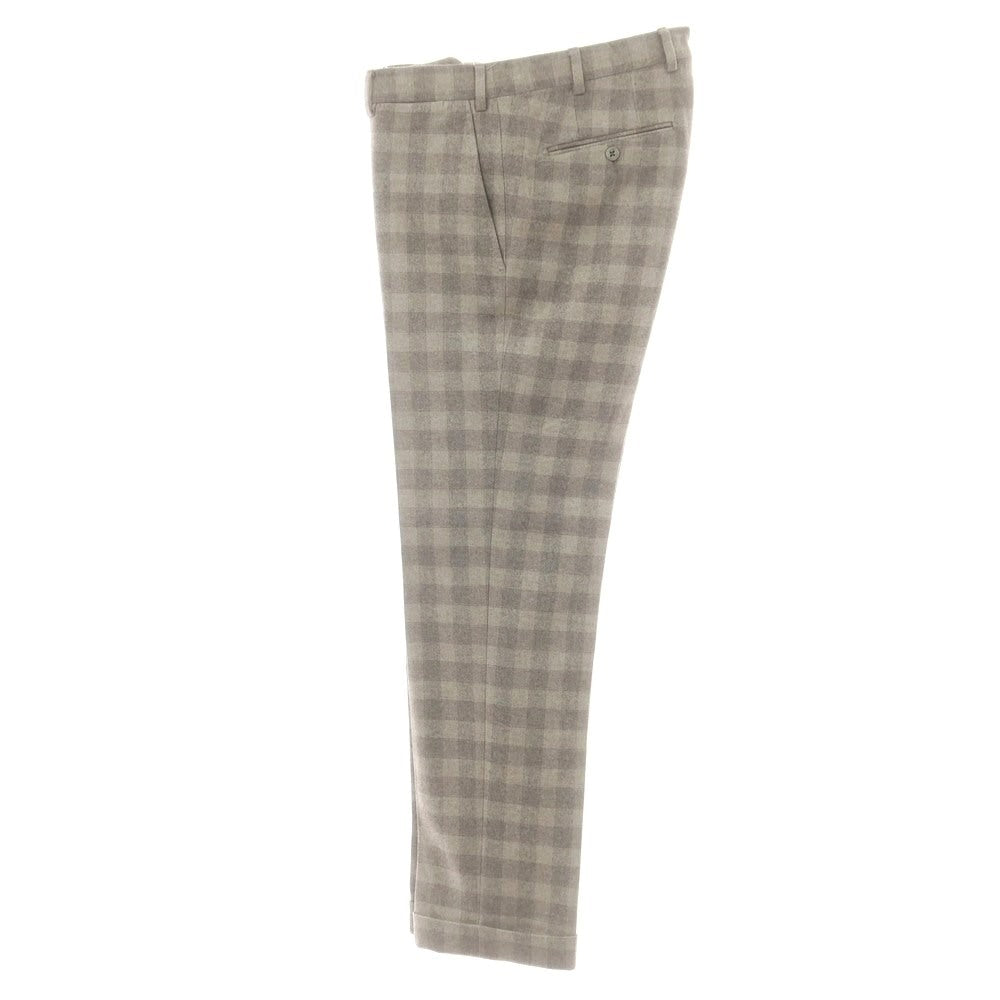 【中古】ジェルマーノ GERMANO ウール チェック カジュアルスラックスパンツ ベージュxグレー【 48 】【 状態ランクC 】【 メンズ 】