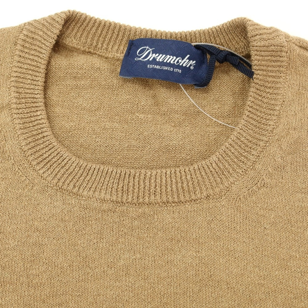 【新品】ドルモア DRUMOHR リネンポリエステル クルーネック プルオーバーニット ライトブラウン【 44 】【 状態ランクN 】【 メンズ 】