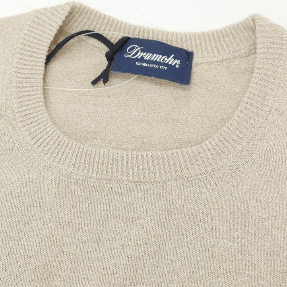 【新品】ドルモア DRUMOHR リネンポリエステル クルーネック プルオーバーニット サンドベージュ【 50 】【 状態ランクN 】【 メンズ 】