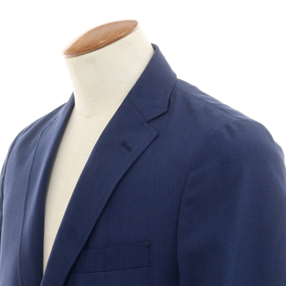 【中古】シンプリシテェ Simplicite ハウンドトゥース ポリエステル セットアップ 2つボタンスーツ ライトネイビー【 上M/下S 】【 状態ランクC 】【 メンズ 】