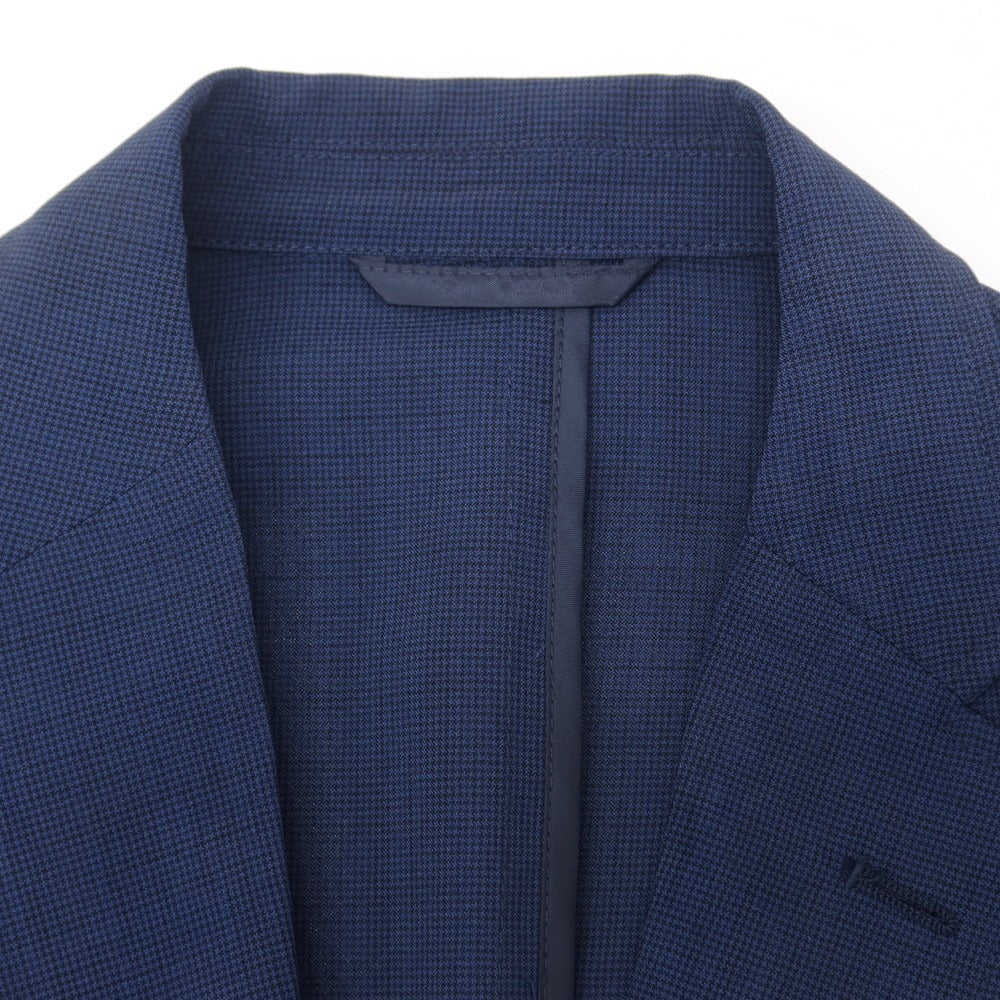 【中古】シンプリシテェ Simplicite ハウンドトゥース ポリエステル セットアップ 2つボタンスーツ ライトネイビー【 上M/下S 】【 状態ランクC 】【 メンズ 】