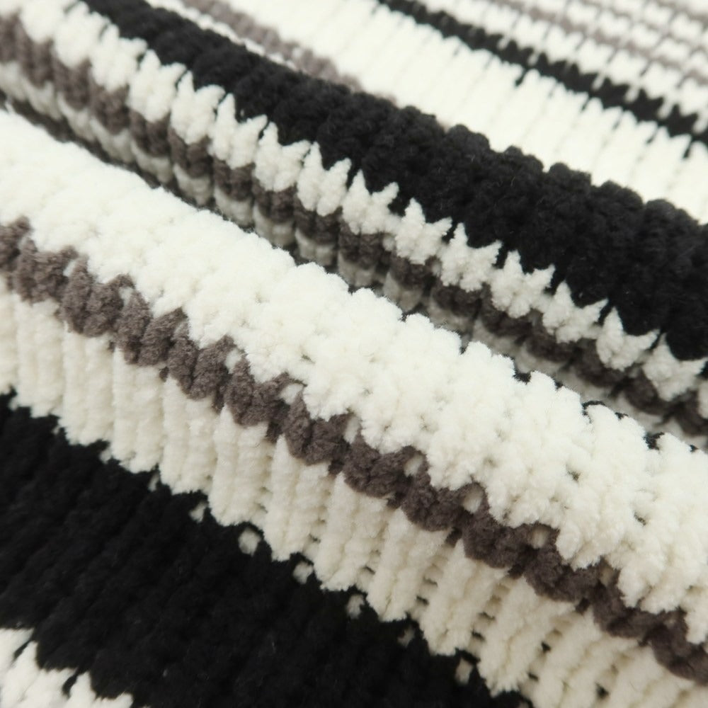 【中古】ナノユニバース nano universe ポリエステル モールヤーン ボーダー クルーネック プルオーバーニット ホワイトxグレー【 S 】【 状態ランクB 】【 メンズ 】