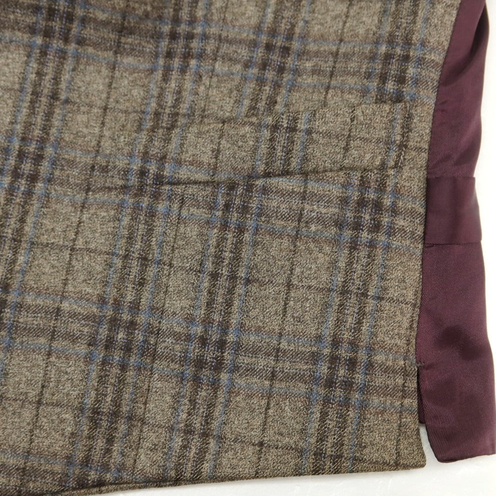 【中古】ハケットロンドン HACKETT LONDON ウール チェック ドレス系ジレ ベスト グレージュ系xダークブラウン【 36 】【 状態ランクC 】【 メンズ 】