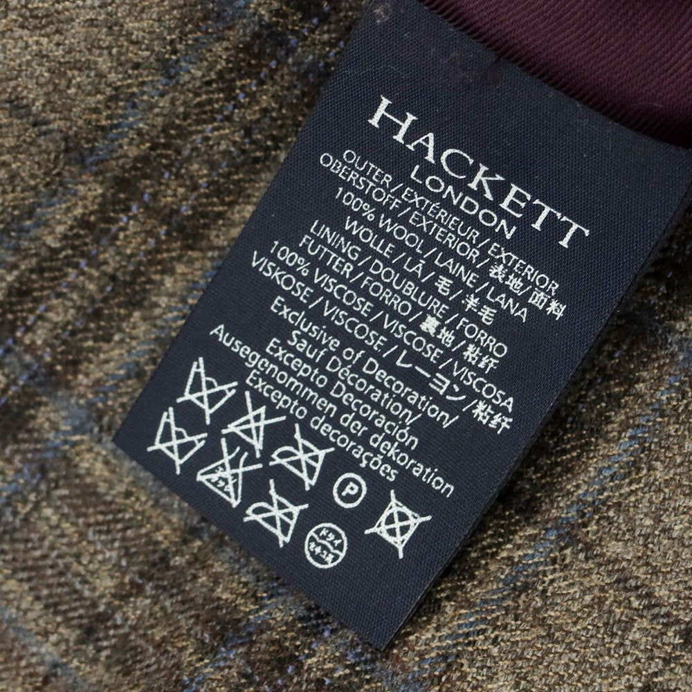 【中古】ハケットロンドン HACKETT LONDON ウール チェック ドレス系ジレ ベスト グレージュ系xダークブラウン【 36 】【 状態ランクC 】【 メンズ 】
