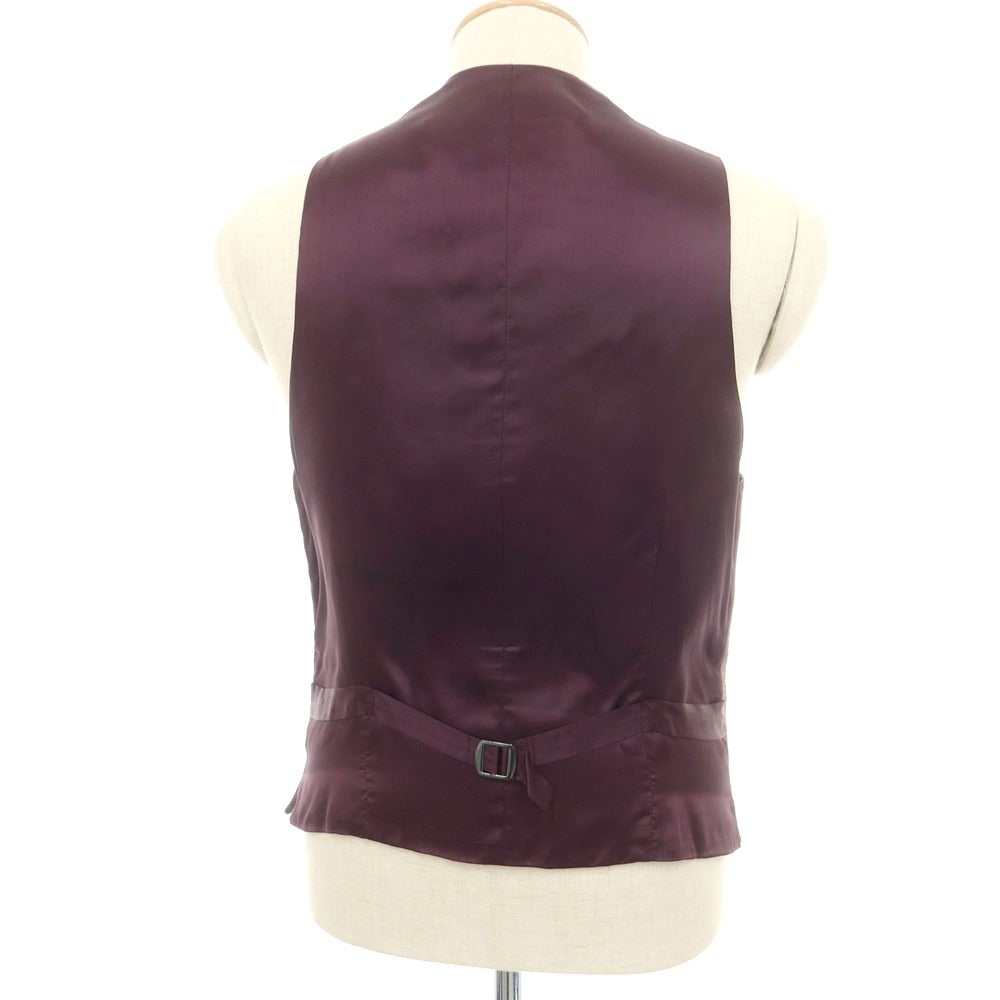 【中古】ハケットロンドン HACKETT LONDON ウール チェック ドレス系ジレ ベスト グレージュ系xダークブラウン【 36 】【 状態ランクC 】【 メンズ 】