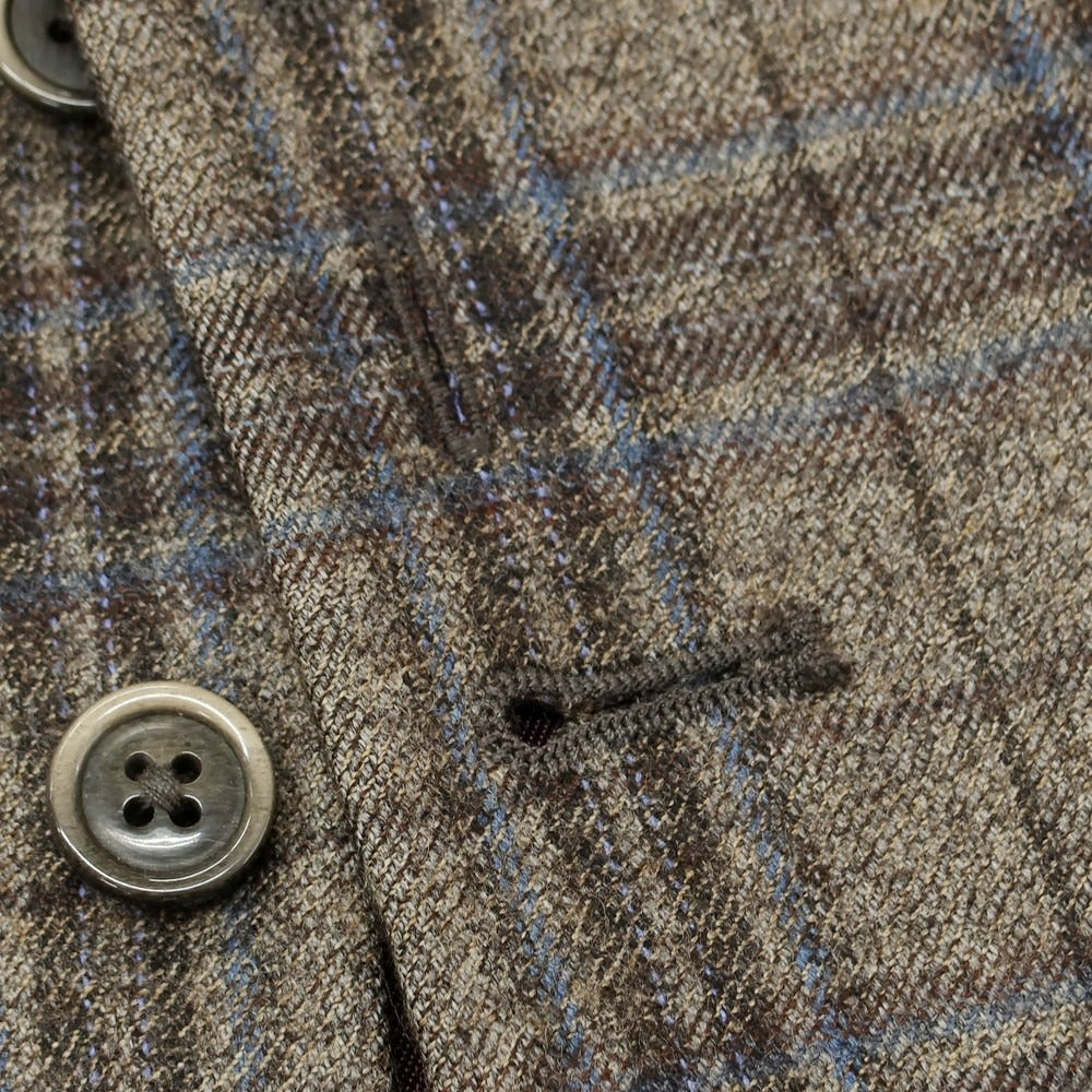 【中古】ハケットロンドン HACKETT LONDON ウール チェック ドレス系ジレ ベスト グレージュ系xダークブラウン【 36 】【 状態ランクC 】【 メンズ 】