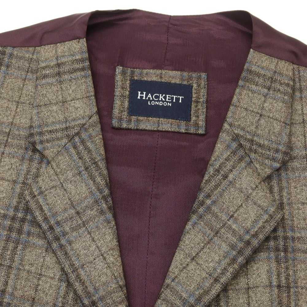 【中古】ハケットロンドン HACKETT LONDON ウール チェック ドレス系ジレ ベスト グレージュ系xダークブラウン【 36 】【 状態ランクC 】【 メンズ 】