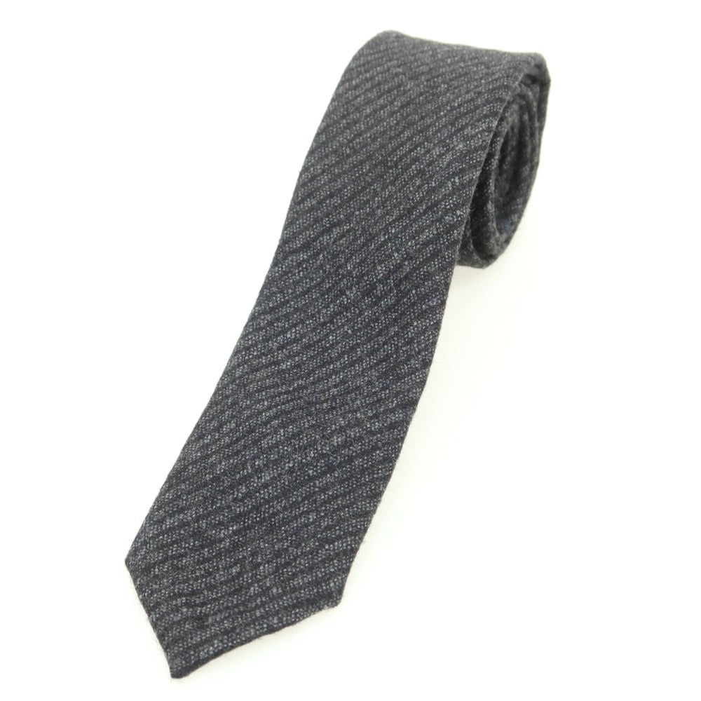 【中古】ステファノ カウ STEFANO CAU ウール ストライプ柄 ナローネクタイ ダークグレーxブラック【 状態ランクB 】【 メンズ 】