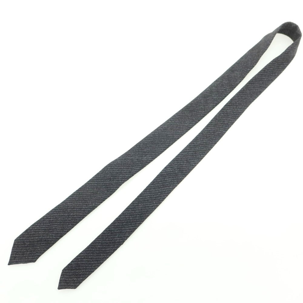 【中古】ステファノ カウ STEFANO CAU ウール ストライプ柄 ナローネクタイ ダークグレーxブラック【 状態ランクB 】【 メンズ 】