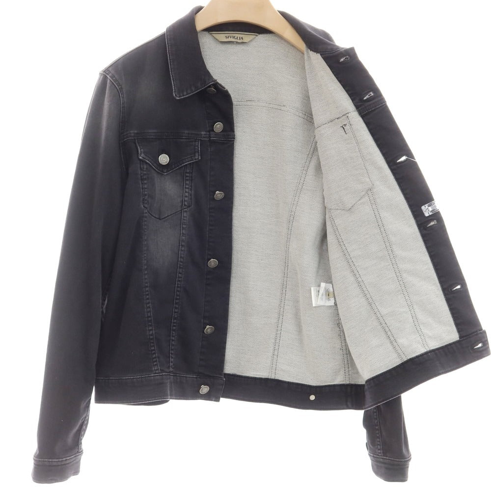 【中古】シビリア SIVIGLIA スウェット ジージャン デニムジャケット ブラック【 M 】【 状態ランクB 】【 メンズ 】