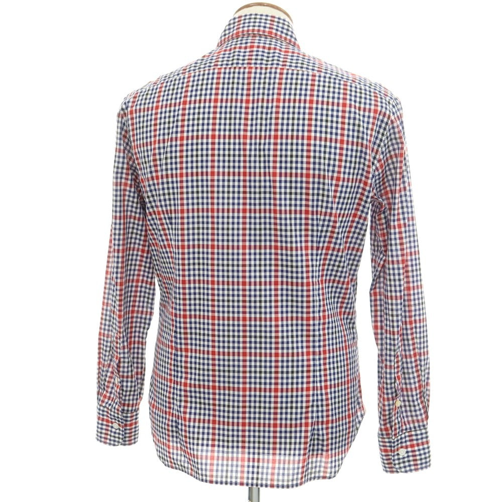 【中古】バルバ ダンディライフ BARBA DANDY LIFE コットン チェック シャツ ネイビーxレッド【 39 】【 状態ランクB 】【 メンズ 】
