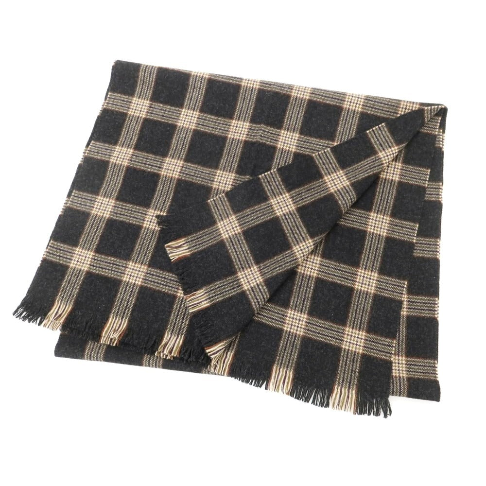 【中古】ジョシュアエリス Joshua Ellis ウール チェック マフラー ブラック系xベージュ【 状態ランクA 】【 メンズ 】