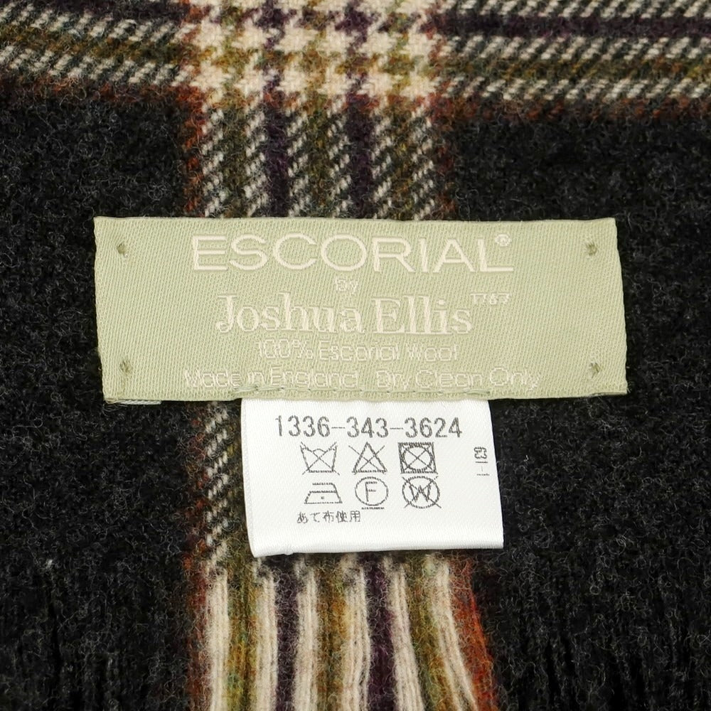 【中古】ジョシュアエリス Joshua Ellis ウール チェック マフラー ブラック系xベージュ【 状態ランクA 】【 メンズ 】