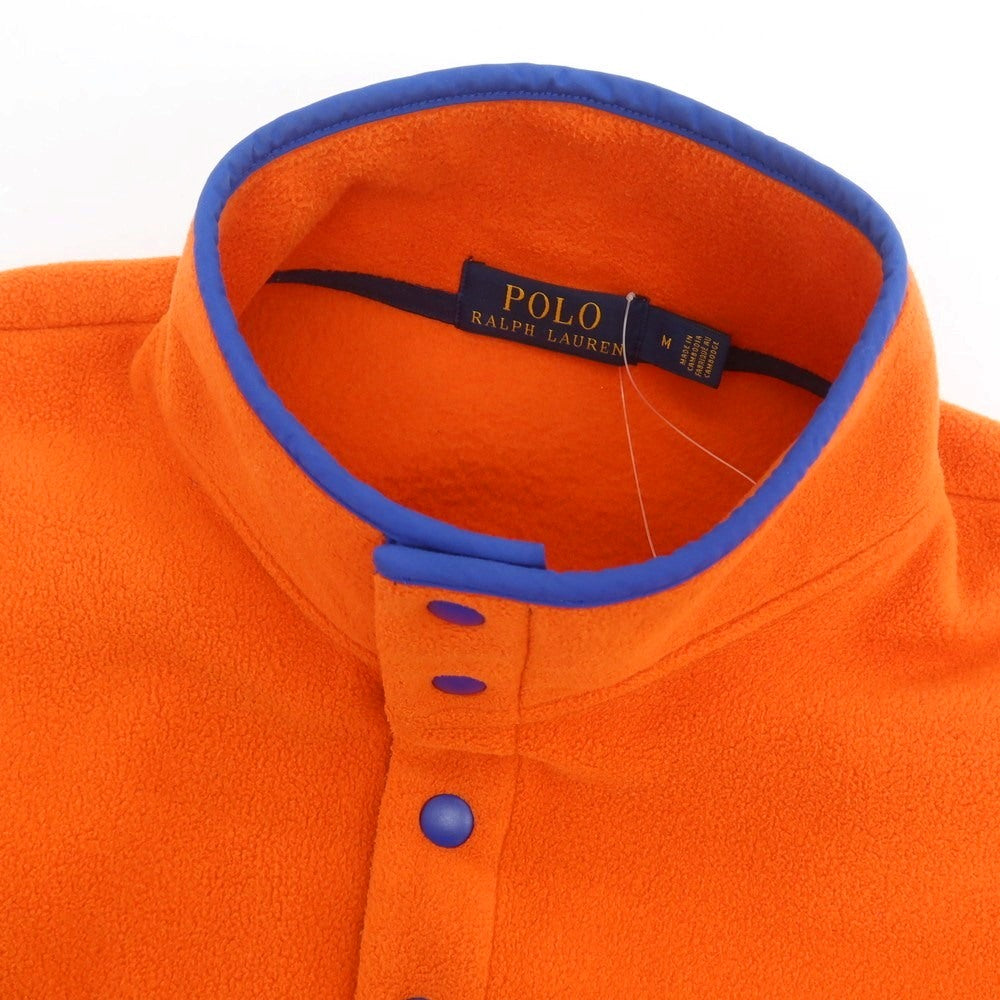 【中古】ポロ ラルフローレン Polo Ralph Lauren ポリエステル プルオーバー フリースジャケット オレンジxネイビー【 M 】【 状態ランクB 】【 メンズ 】
