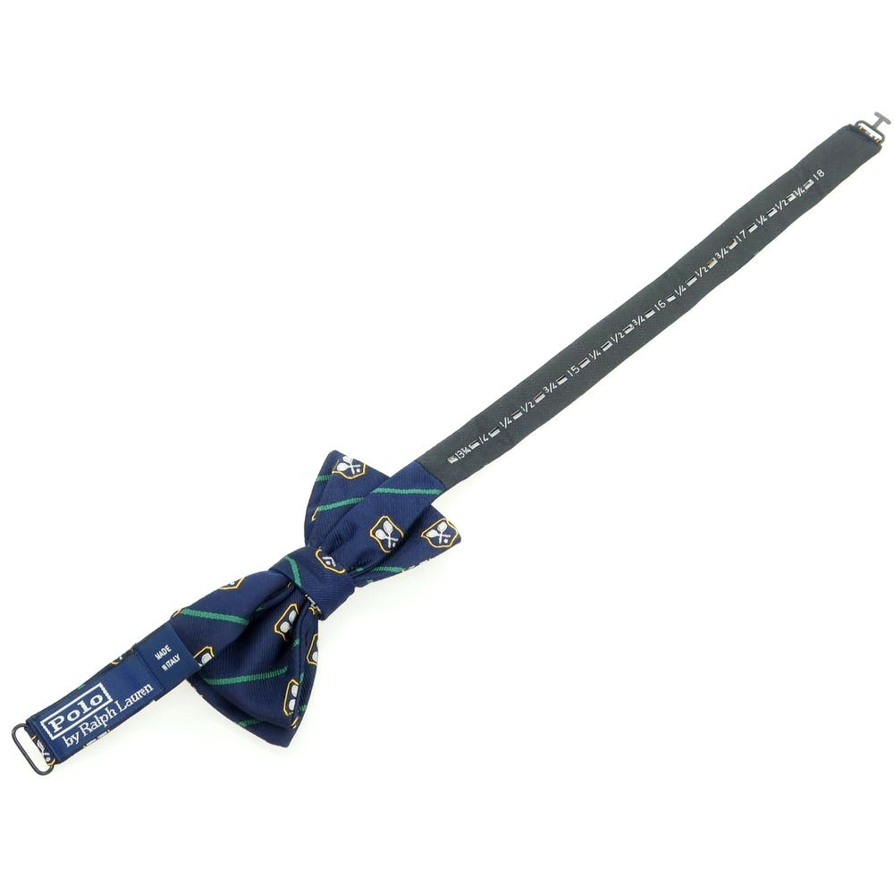 【中古】ポロ ラルフローレン Polo Ralph Lauren シルク クレスト ボウタイ 蝶ネクタイ ネイビーxグリーン【 状態ランクC 】【 メンズ 】