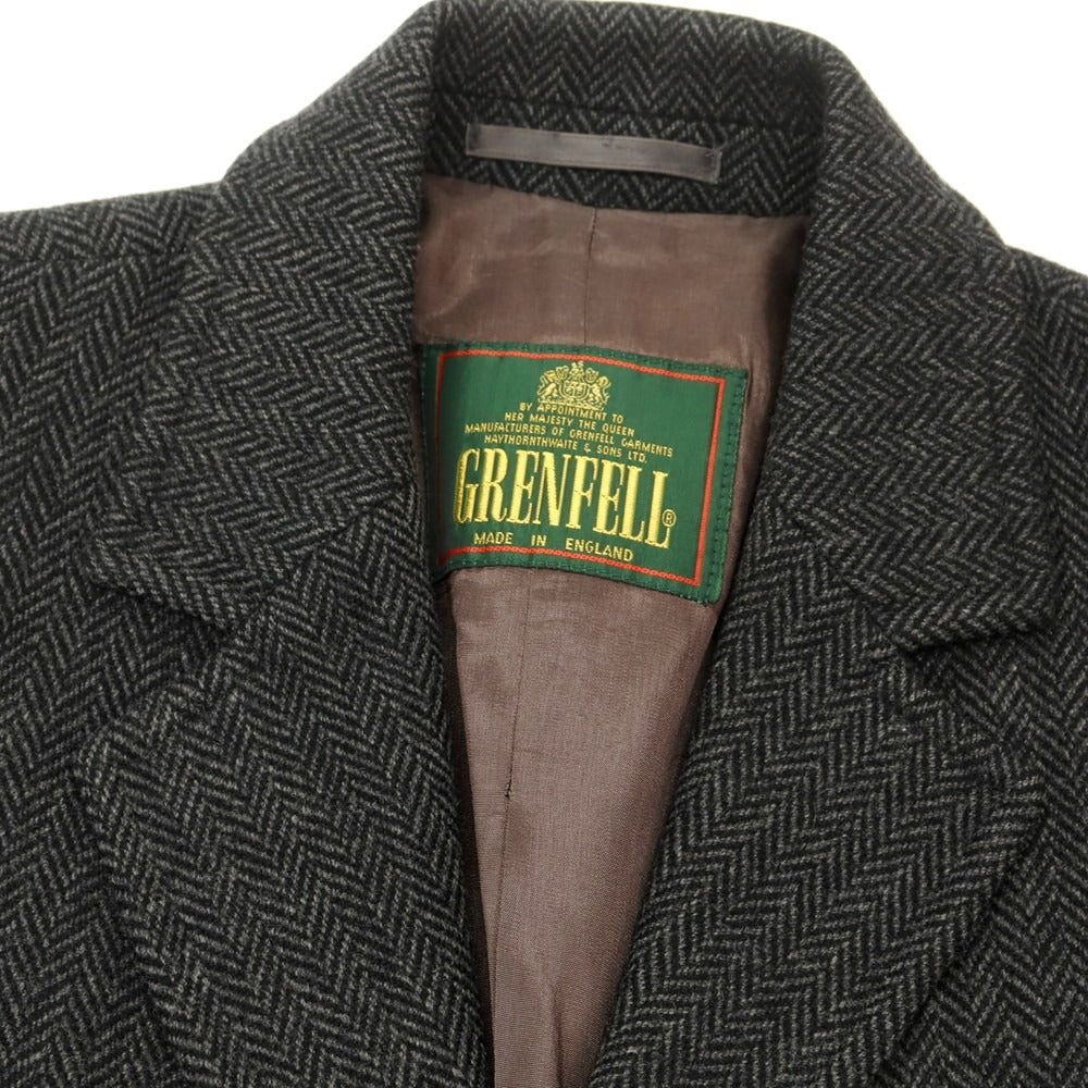 【中古】グレンフェル GRENFELL ウール ヘリンボーン織り チェスターフィールドコート グレーxブラック【 40 】【 状態ランクD 】【 メンズ 】