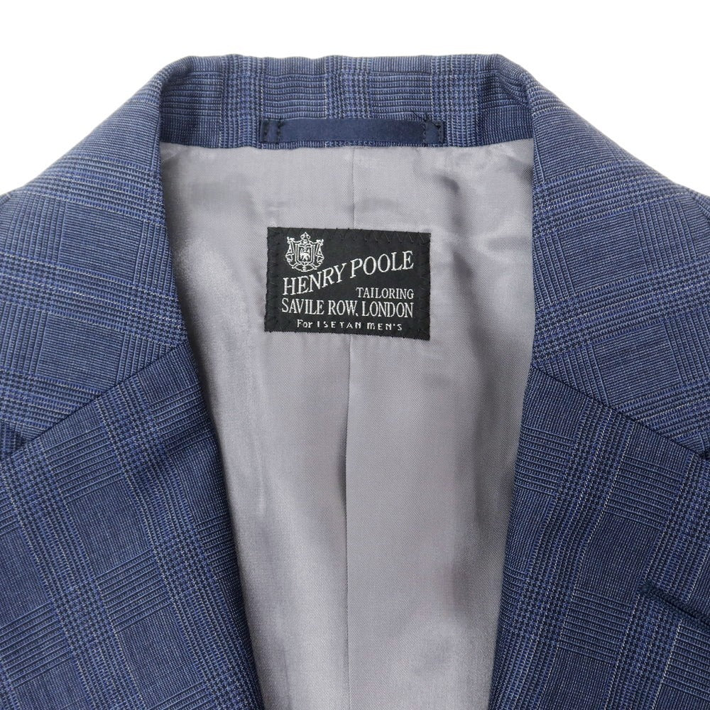 【中古】ヘンリー プール Henry Poole モヘヤウール チェック 2つボタンスーツ ネイビー【 表記なし (L位) 】【 状態ランクB 】【 メンズ 】