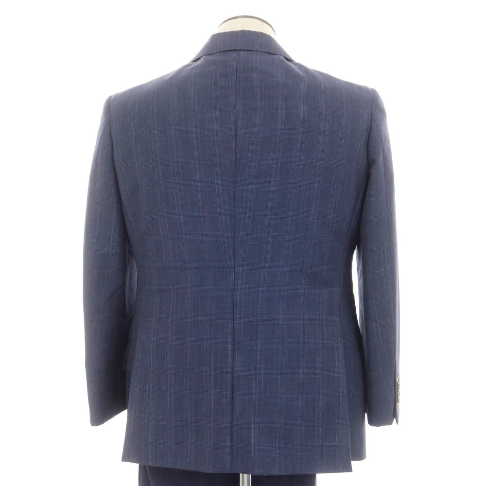 【中古】ヘンリー プール Henry Poole モヘヤウール チェック 2つボタンスーツ ネイビー【 表記なし (L位) 】【 状態ランクB 】【 メンズ 】
