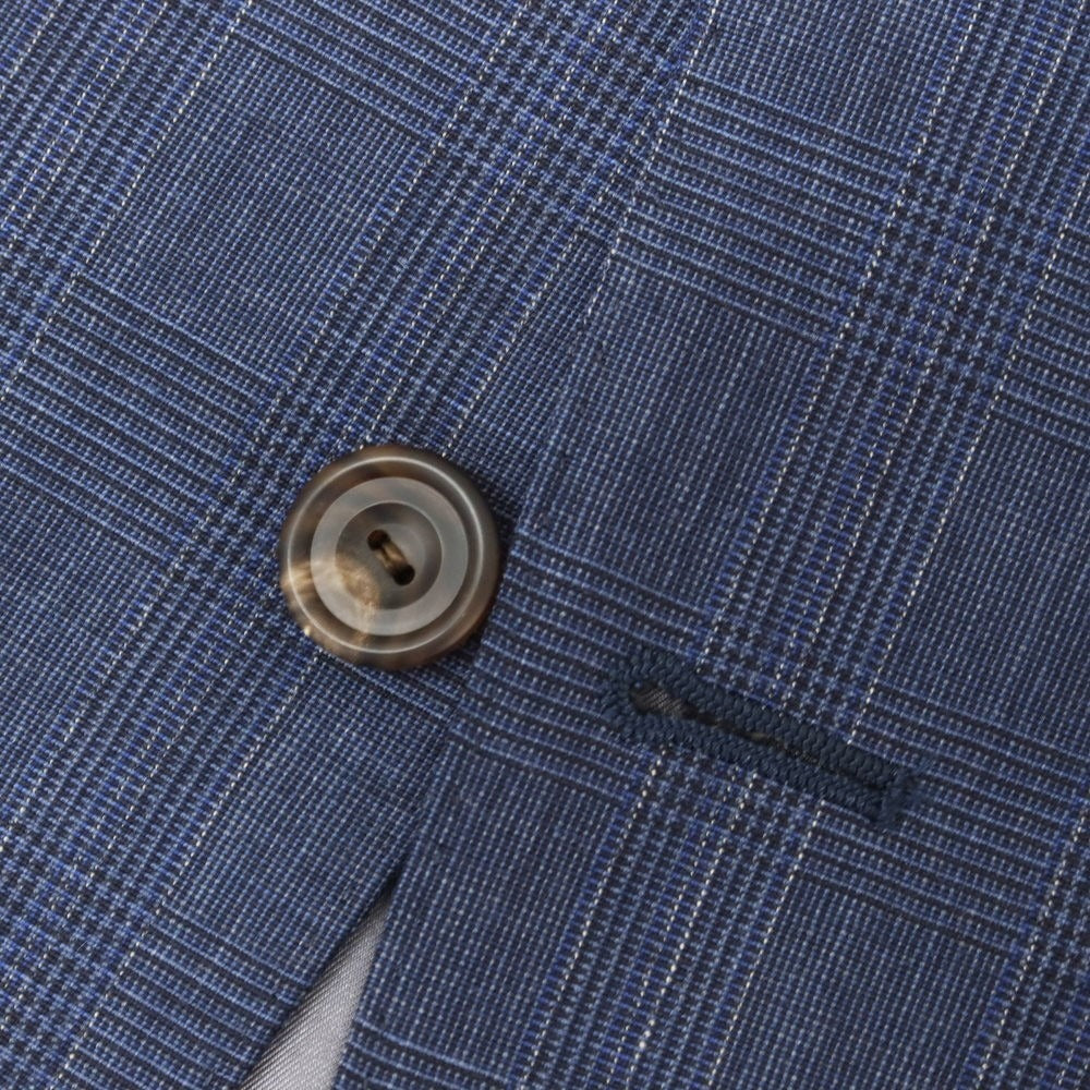 【中古】ヘンリー プール Henry Poole モヘヤウール チェック 2つボタンスーツ ネイビー【 表記なし (L位) 】【 状態ランクB 】【 メンズ 】