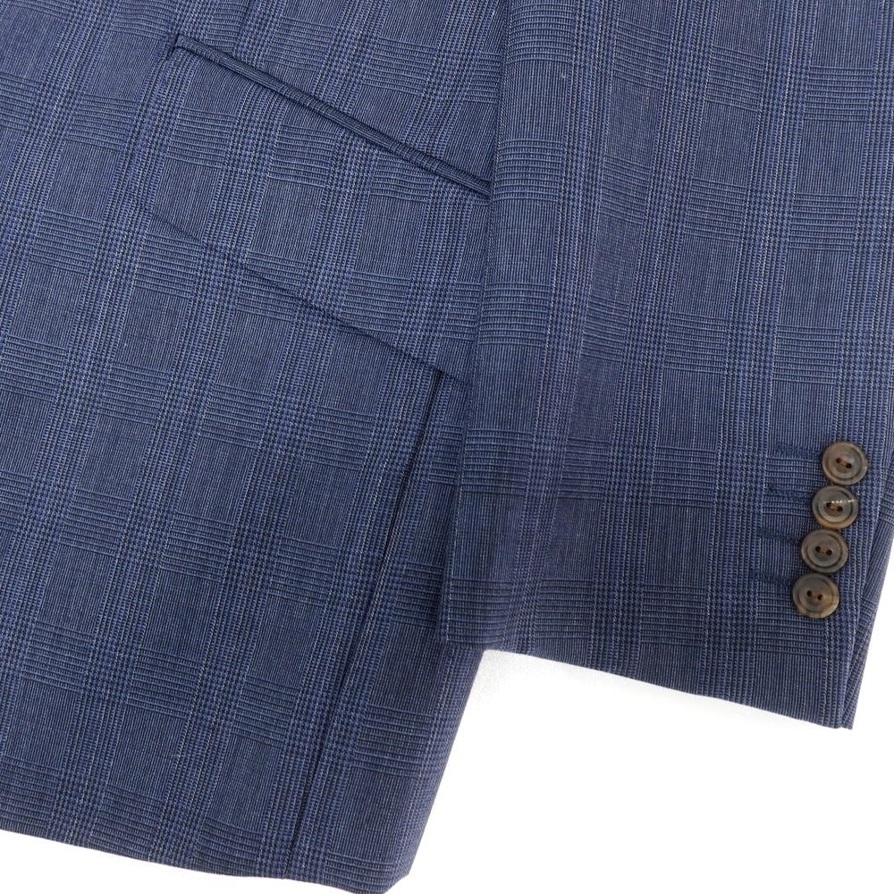 【中古】ヘンリー プール Henry Poole モヘヤウール チェック 2つボタンスーツ ネイビー【 表記なし (L位) 】【 状態ランクB 】【 メンズ 】