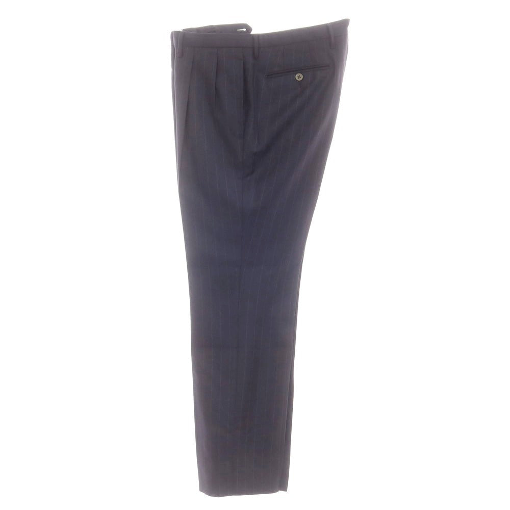 【中古】ソブリン SOVEREIGN SUPER120’Sウール ストライプ 3つボタンスーツ ダークネイビーxホワイト【 50 】【 状態ランクC 】【 メンズ 】