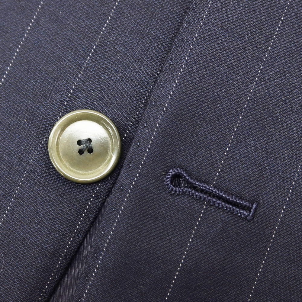 【中古】ソブリン SOVEREIGN SUPER120’Sウール ストライプ 3つボタンスーツ ダークネイビーxホワイト【 50 】【 状態ランクC 】【 メンズ 】