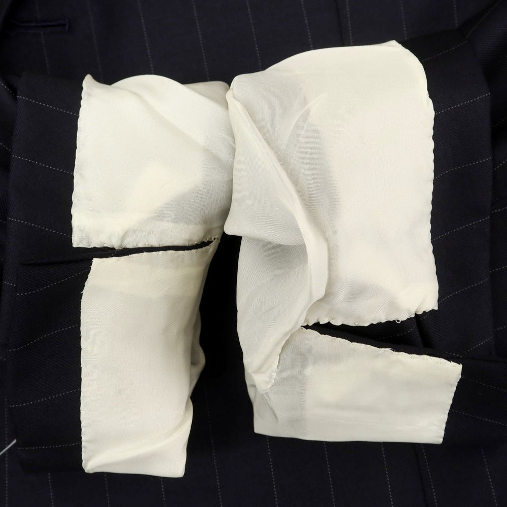 【中古】ソブリン SOVEREIGN SUPER120’Sウール ストライプ 3つボタンスーツ ダークネイビーxホワイト【 50 】【 状態ランクC 】【 メンズ 】