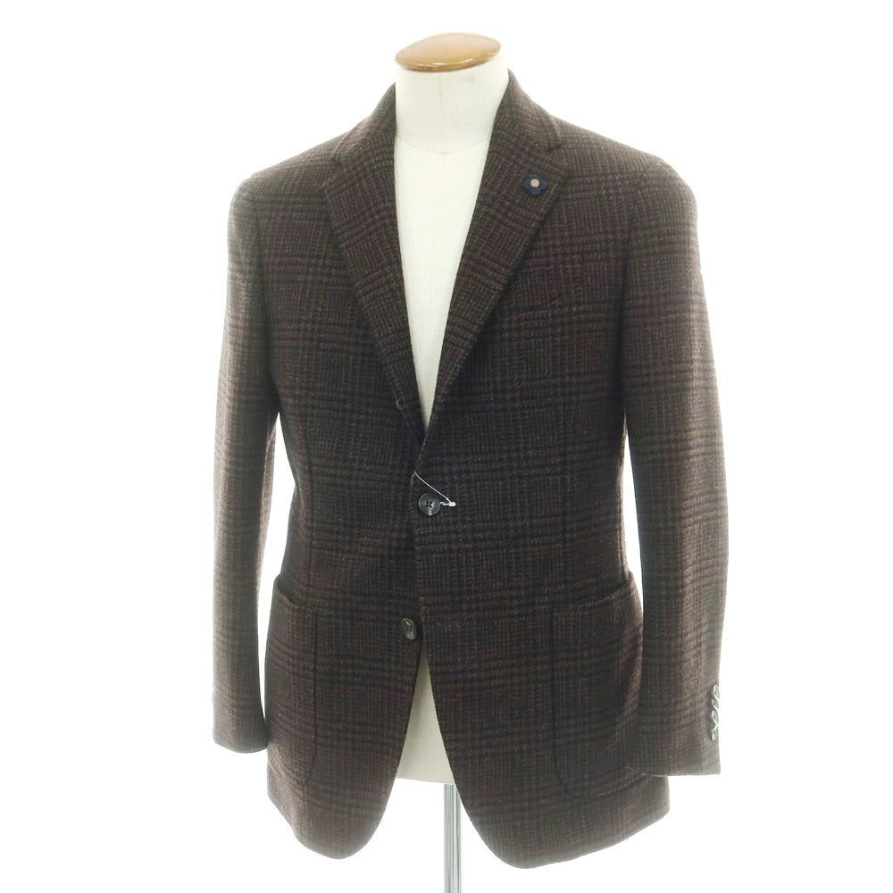 【中古】ラルディーニ LARDINI ウール チェック テーラードジャケット ブラウンxブラック【 48 】【 状態ランクB 】【 メンズ 】