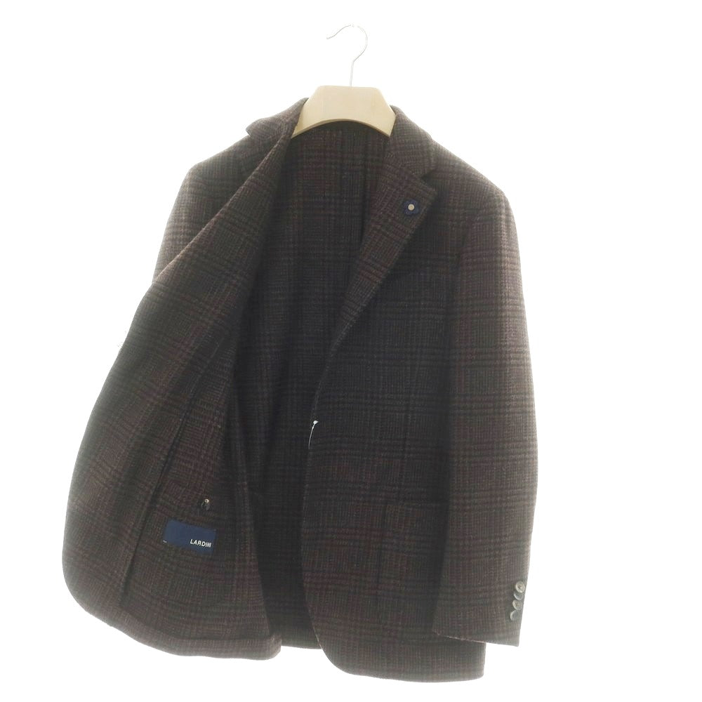 【中古】ラルディーニ LARDINI ウール チェック テーラードジャケット ブラウンxブラック【 48 】【 状態ランクB 】【 メンズ 】