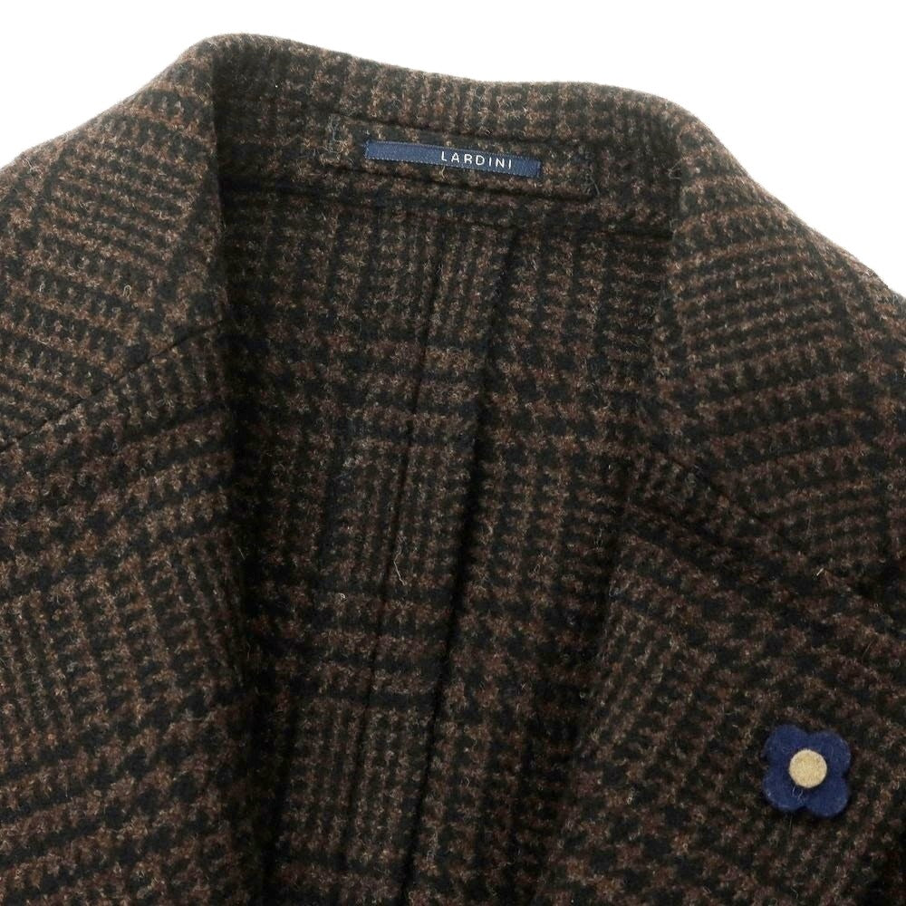 【中古】ラルディーニ LARDINI ウール チェック テーラードジャケット ブラウンxブラック【 48 】【 状態ランクB 】【 メンズ 】