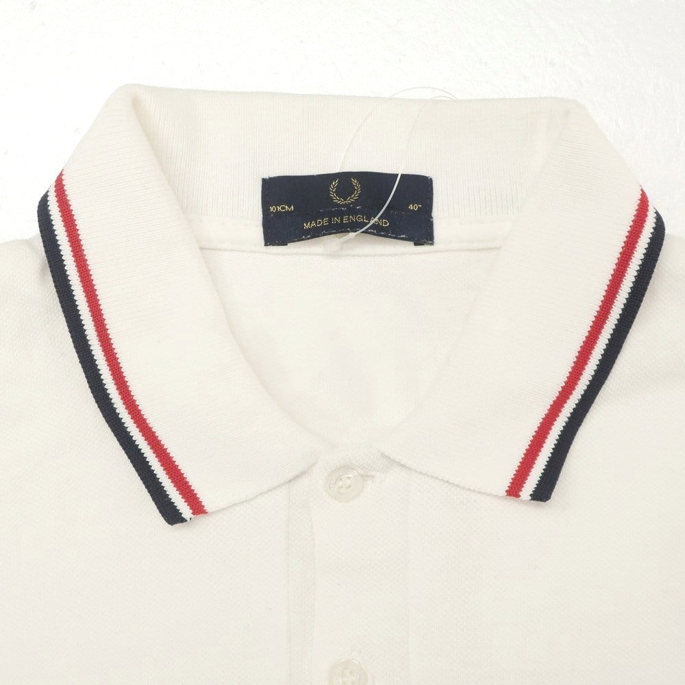 【中古】フレッドペリー FRED PERRY コットン 鹿の子 半袖ポロシャツ ホワイト【 40 】【 状態ランクB 】【 メンズ 】